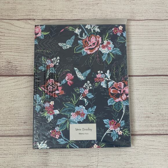 Vera Bradley Weekly Folio Rose Toile Pattern Elastic Closure Note Pads To Do - Picture 1 of 16